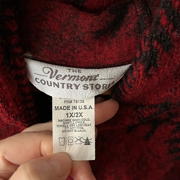 VINTAGE Vermont Country Store Wool Blend Fair Isle Red Poncho Made in the USA - Picture 4 of 8